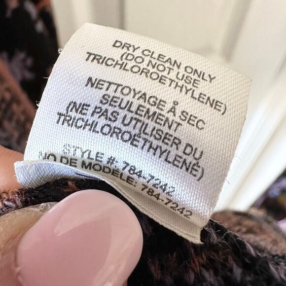 Nanette Lepore Bianca Jacquard Black Copper Purple Patterned Wool Cardigan Large - Picture 5 of 11